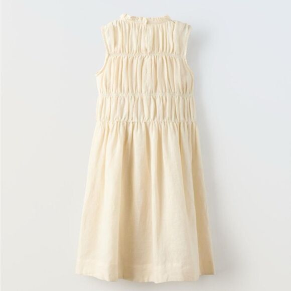 ZARA LINEN DRESS WITH RUCHING - Picture 3 of 4